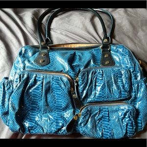 Blue faux croc tote / satchel w laptop sleeve